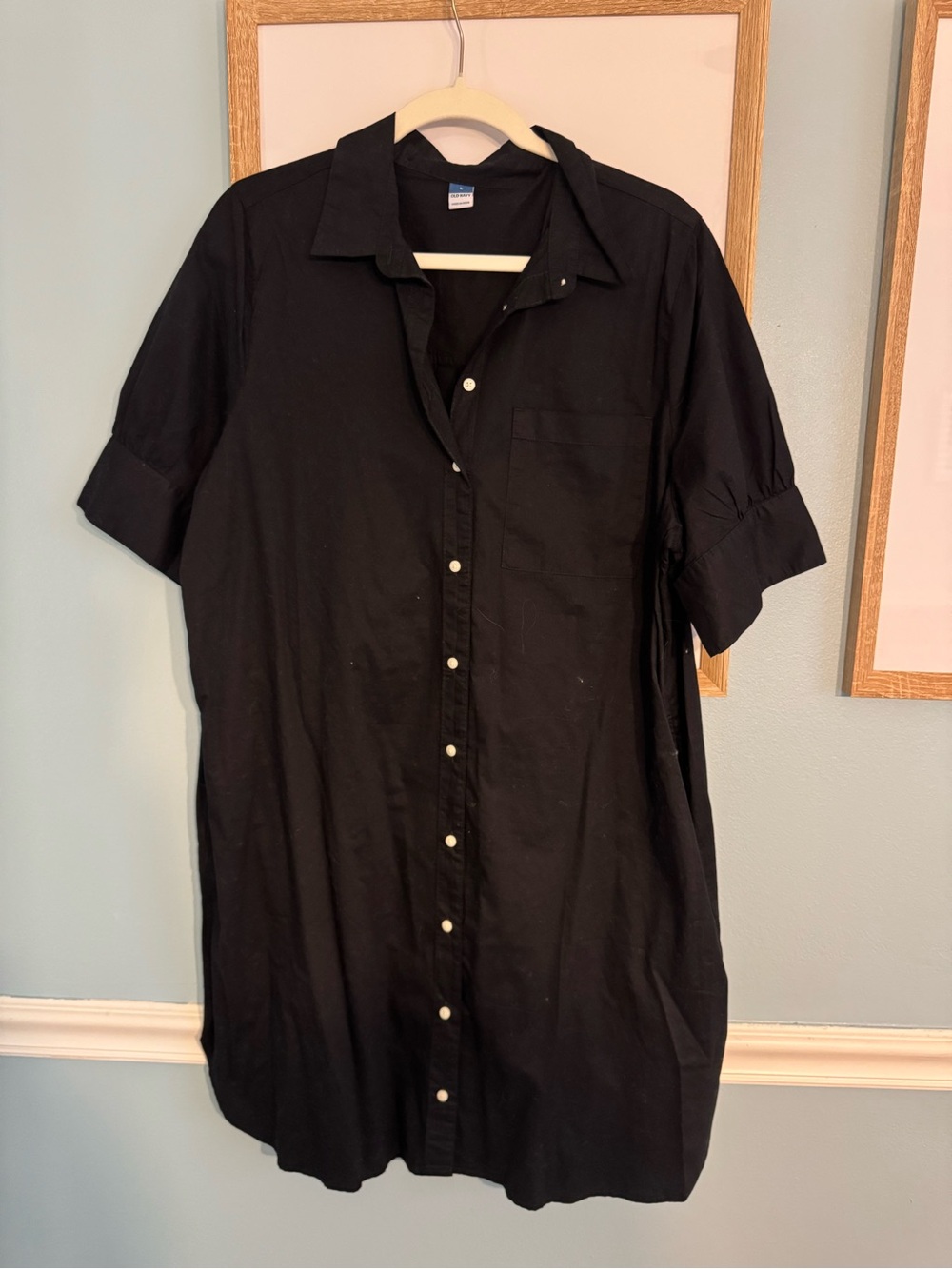 Old Navy Black Button-Front Midi Shirt Dress